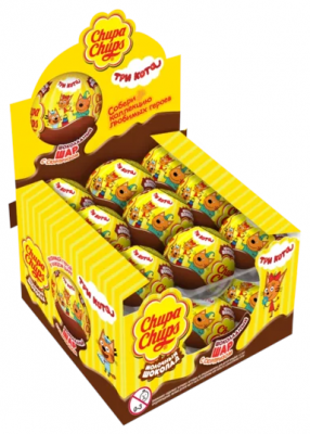 Шоколадное яйцо Chupa Chups Три Кота с игрушкой коробка (18 шт.)