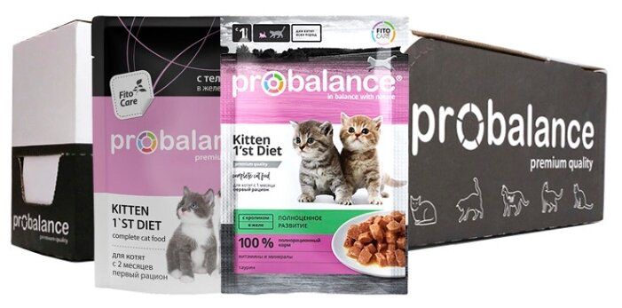 Пробаланс для кошек. Корм для котят PROBALANCE 1st Diet с телятиной 25шт. Х 85 Г. ПРОБАЛАНС паучи для кошек. Корм PROBALANCE 1'St Diet для котят с кроликом в желе 85 г.. ПРОБАЛАНС корм для котят влажный.