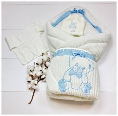Комплект на выписку (зима) для младенца 4 предмета Голубой (Тедди) арт. БД-З-014089М-1