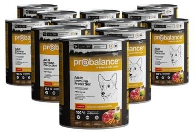 Влажный корм для собак ProBalance Immuno Protection, говядина, с морковью 12 шт. х 850 г